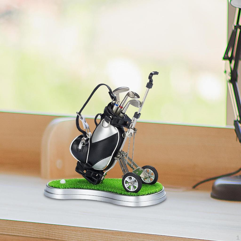 Golf Bag Miniature Pen Holder Souvenir 20x12x20cm Decorative Desk Toy for Home Office Book