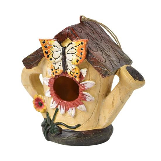 

Garden Bird House Spacious Hole Hand-Painted Birdhouse Resin Waterproof Outdoor Hanging Birdhouse Sunproof for Bluebird Hummingbird Wren Finch жёлтый