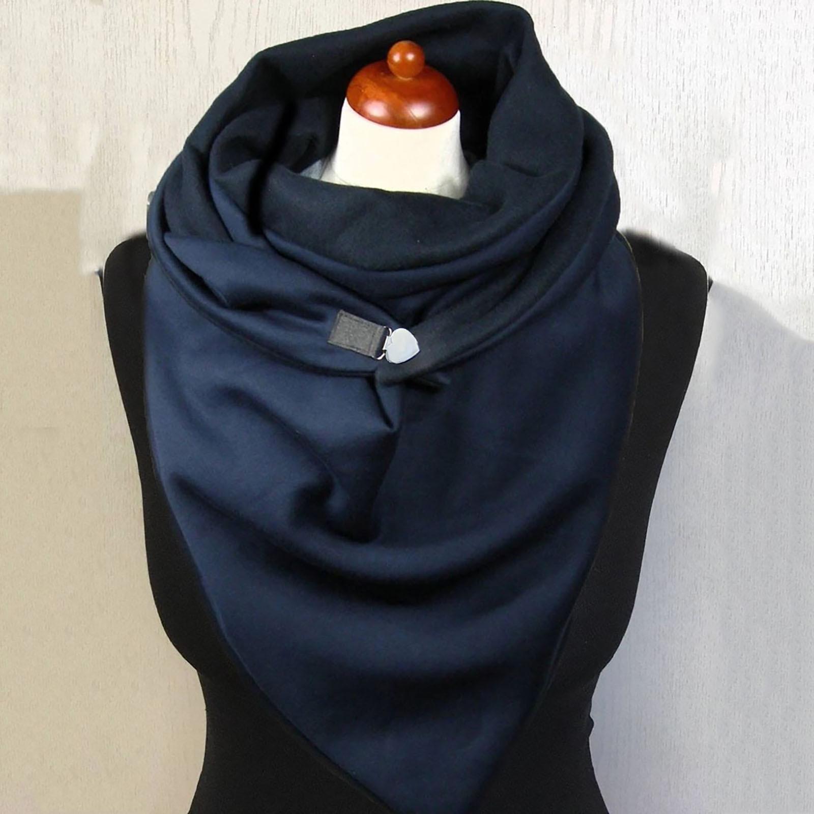 

Женский твердый шарф, модный ретро-женский многоцелевой шарф-шаль тёмно-синий