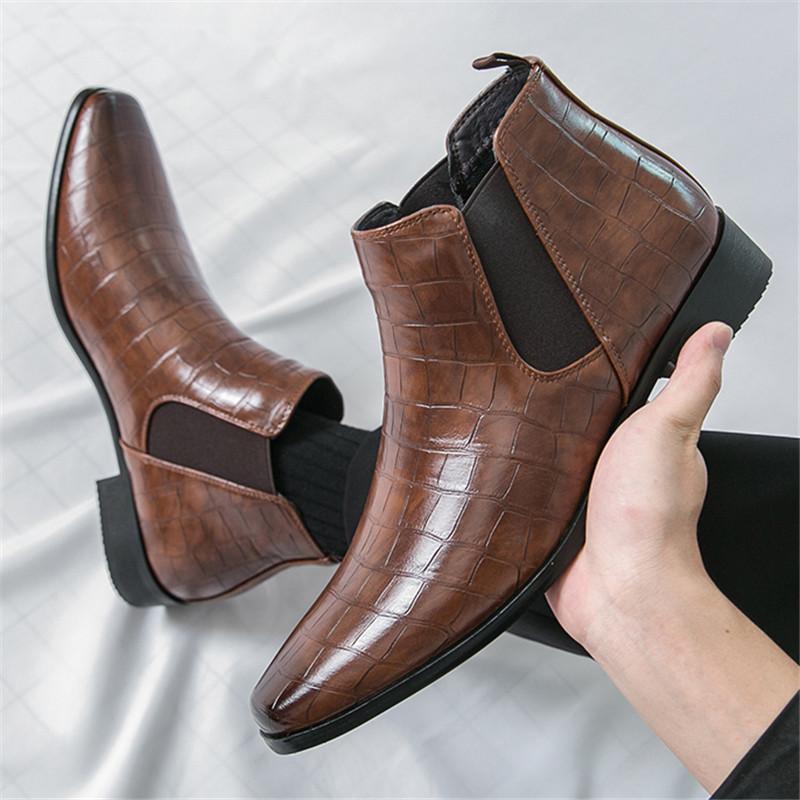 Fashion High-quality Men's Pointed Business Casual Ankle Boot Fashion Brand Male Winter New Style Comfortable Chelsea Leather Shoes