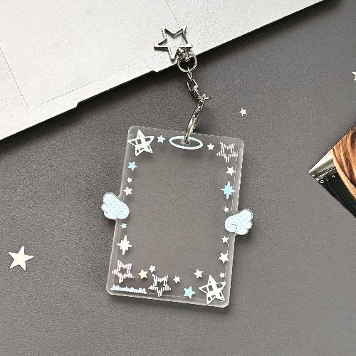 Color Angel Wings Small Card Holder Acrylic Hard Card Holder Angel Small Card ID Card Film Card Holder