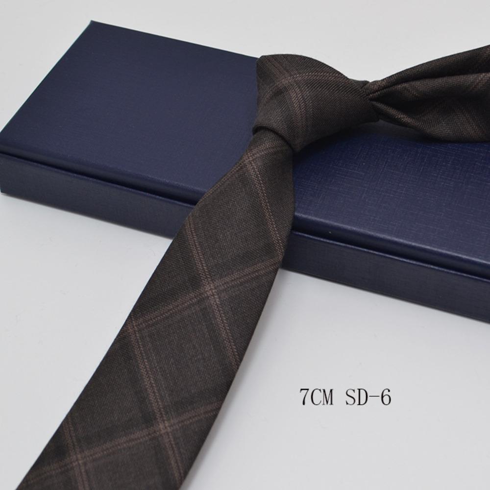 Luxury 7cm Grey Plaid Cotton Neck Ties For Men Soft TR Fabric Red Striped Neckties Casual Ties Wedding Party Groom Cravat Gift