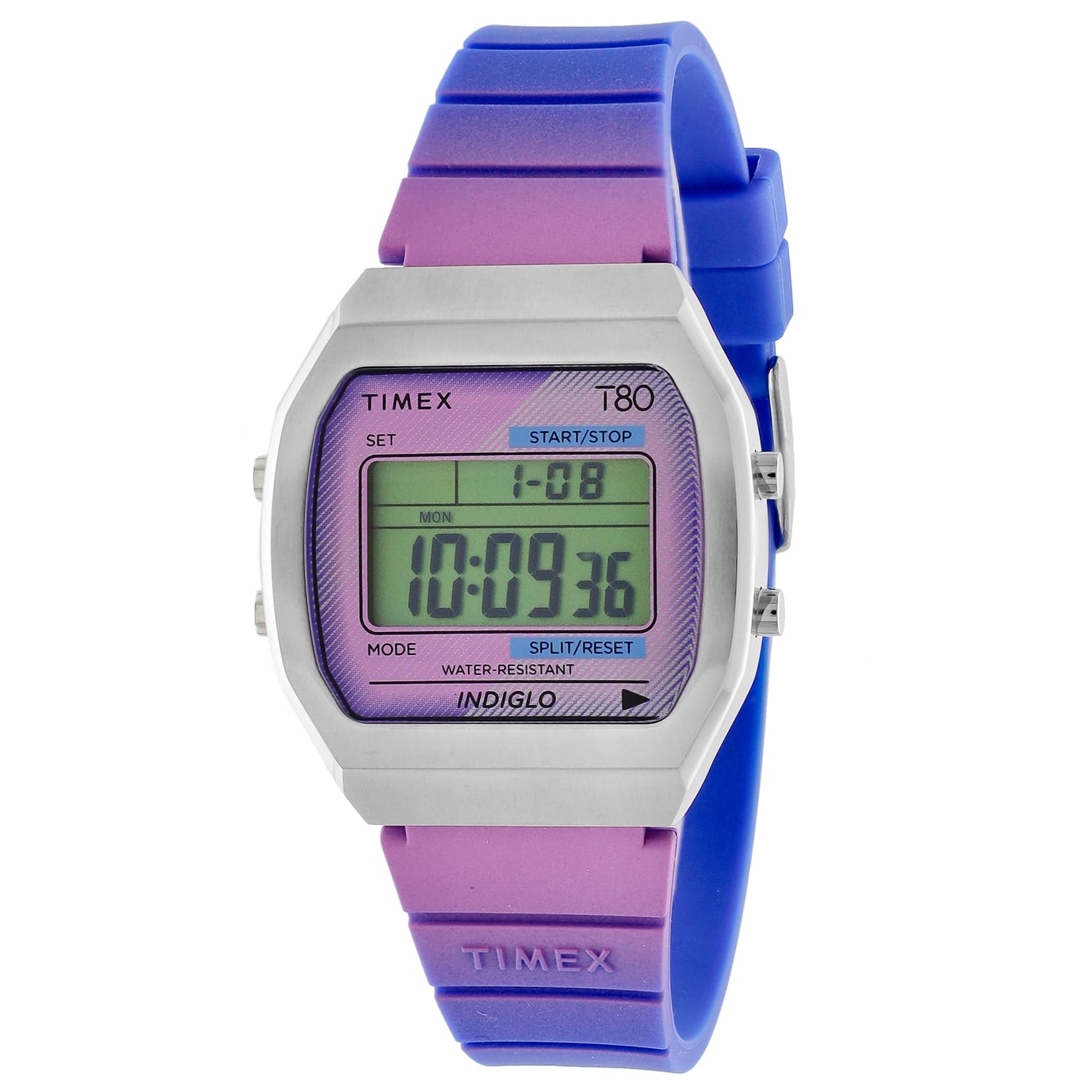 Классические цифровые часы T80 3 АТМ, цифровые, унисекс [TIMEX], кварцевые, ударопрочные, пластиковые, циферблат, TW2V74600, [Оригинал]