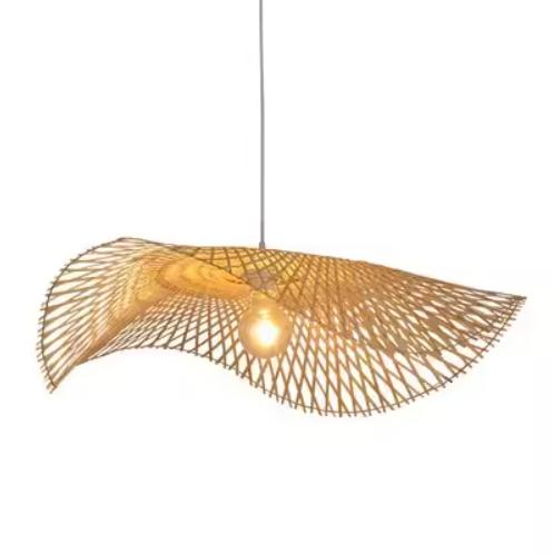 35CM Bamboo Rattan Wicker E27 Pendant Lamps Handwoven Bamboo Chandelier for Restaurant Kitchen Bar Decor Light L&no bulb