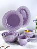 Nordic Style Purple Ceramic Tableware Set: Retro French Bowls, Plates & Dishes - Perfect Housewarming Gift