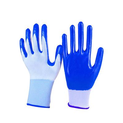 Blue Nitrile Coated Anti-Slip Work Gloves, 12 Pairs