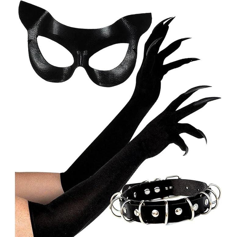 Sexy Wild Cat Halloween Costume Prop Ear Tail Set for Party Masquerade Black Widow Cat Ears Tail Accessory Sexy Feline Costume
