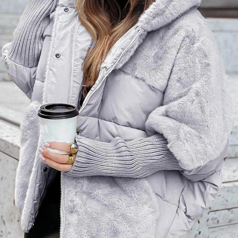 Winter Women's Loose Cotton Coat Loose Leisure Coat Comfort Chic Long Sleeve Hooded Jacket