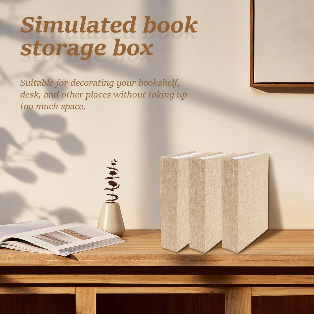 3Pcs Decorative Book Box Modern Fake Book Storage Box Linen Fabric Faux Books Book Shaped Box Ornaments for Bookshelf Tabletop