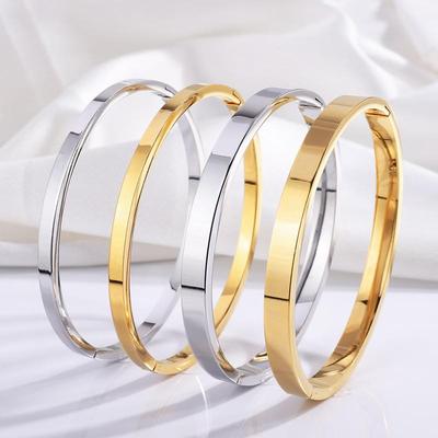Women's High-End Non-Fading Titanium Steel Bracelet with Polished Buckle Bangle