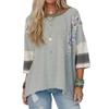 Fall New Style Women's Multi-color Printed Top - Casual and Loose Fit, Three-quarter Length Sleeves T-shirt