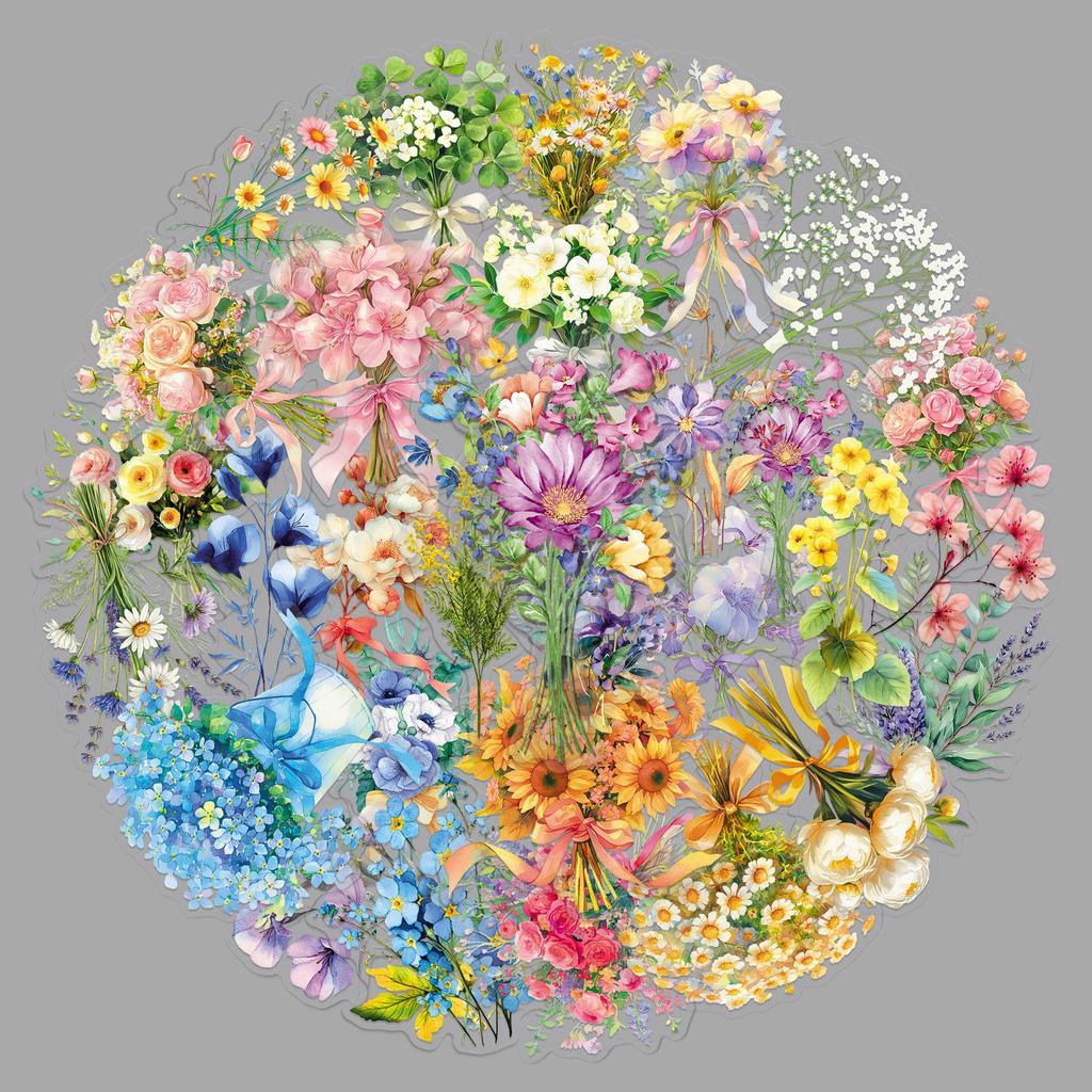 50pcs Waterproof Transparent Decorative Stickers for Bouquets, Storage Boxes, Phone Cases, and Water Cups