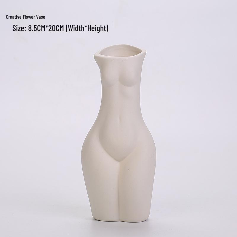

Human Body Shape Ceramic Sculpture Vase - White Decor Art Piece