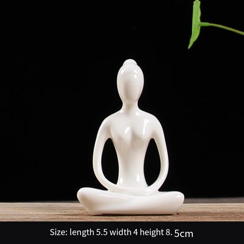 Yogapose Staty Staty Keramisk Prydnad Hem Abstrakt Figur Väggskåp Dekoration