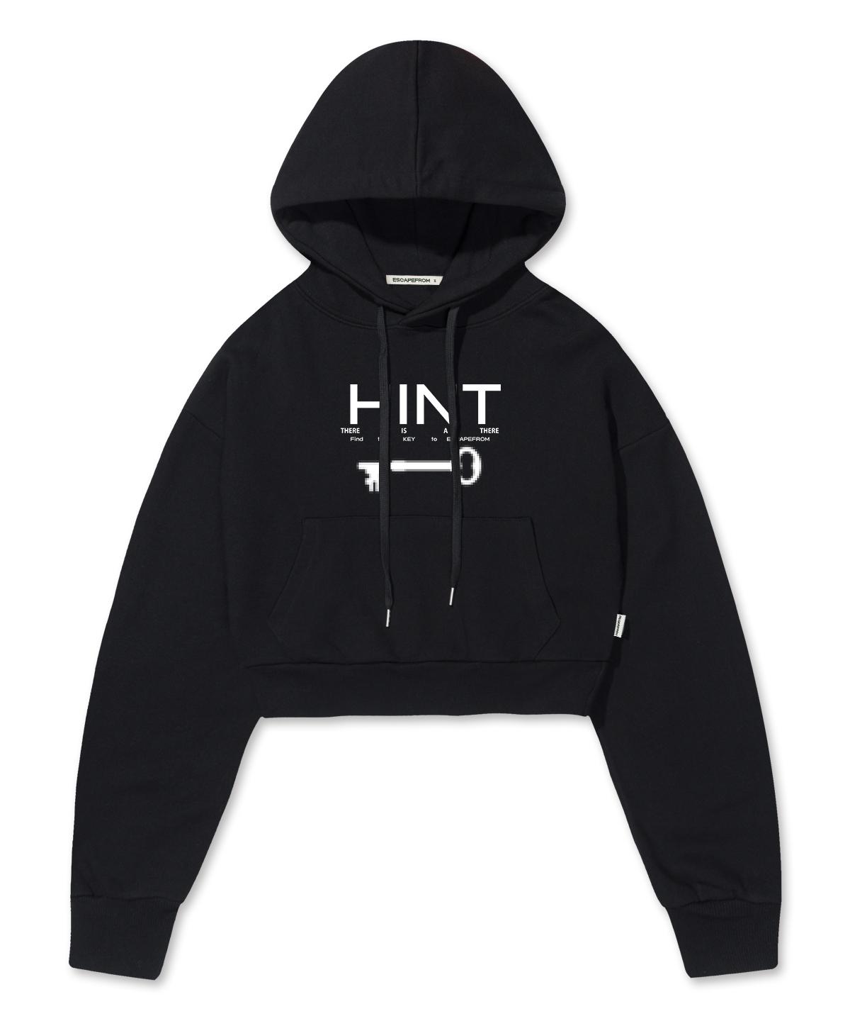 Escape From Hint Escape Print Crop Hoodie Black Free