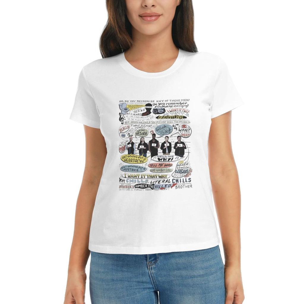 Damen T-Shirt I Want It That Way B99 Coloriert Sommer Kurzarm T-Shirts Rundhals Baumwoll T-Shirts Kleidung Oberteile Streetwear