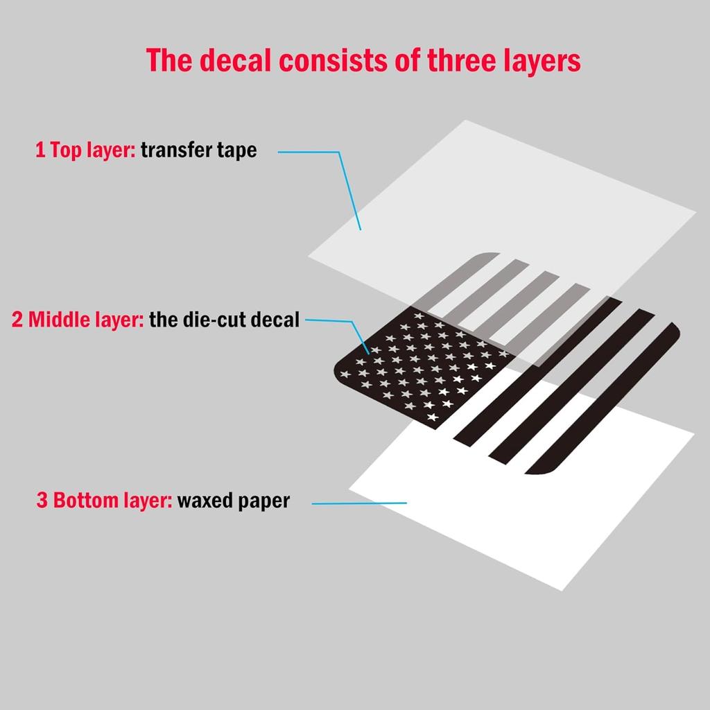 Rear Middle Window American Flag Decal For Ford Ranger 2018-  2024 2025, Back Centre Sliding Window Glass USA Flag Vinyl Sticker (Matte Black)