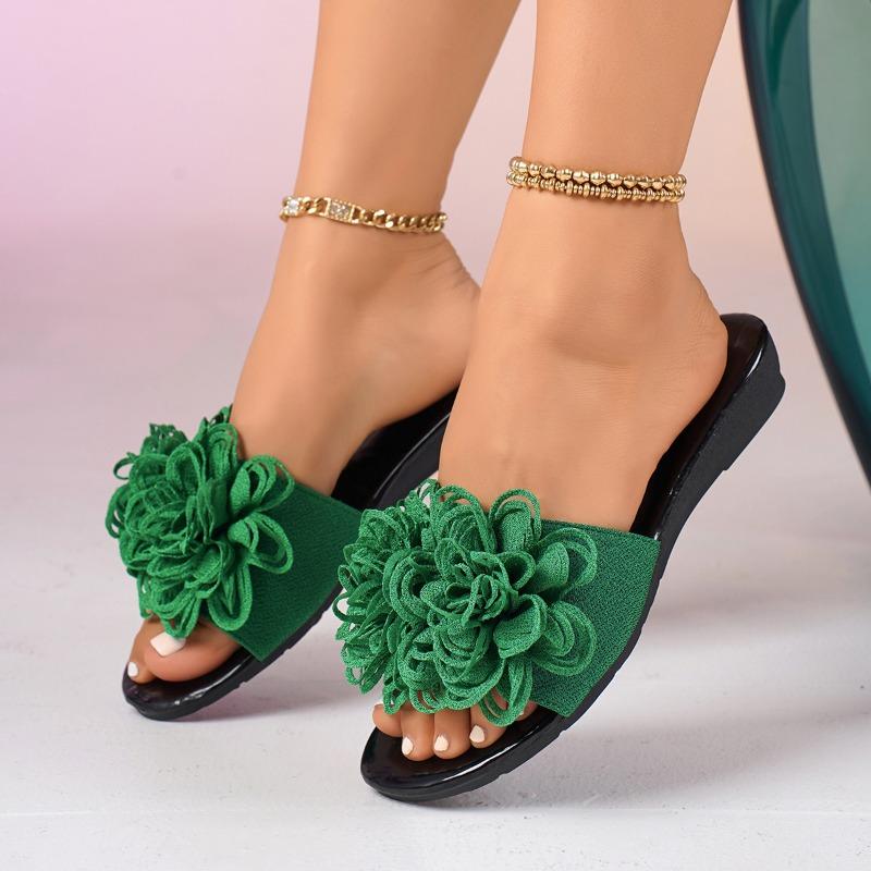 Fashion 2025 New Women's Slippers Fashion Floral Daily Slippers Women Summer Outdoor Plus Size Soft Bottom Open Toe Wedge Slippers