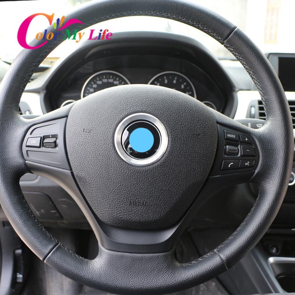 Color My Life Car Styling Steering Wheel Decoration Trim Sticker Case for BMW E39 E36 E60 E90 E34 E46 Aluminium