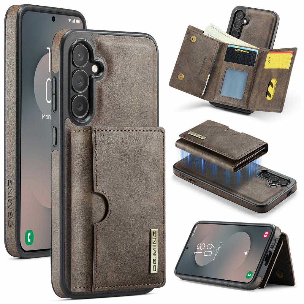 DG.MING M6 Series For Samsung Galaxy S25 FE Case Magnetic Wallet PU + PC + TPU Phone Cover
