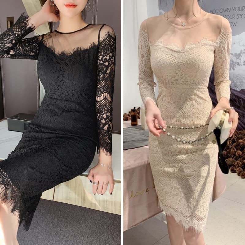 ISLAYCAOLILA DT8 Mina Cabaret Mini Club Party Tight Midi Crew Long Women's Dress, Dress, Dress, Dress, Dress, Dress, Lace, See-through, Strapless,