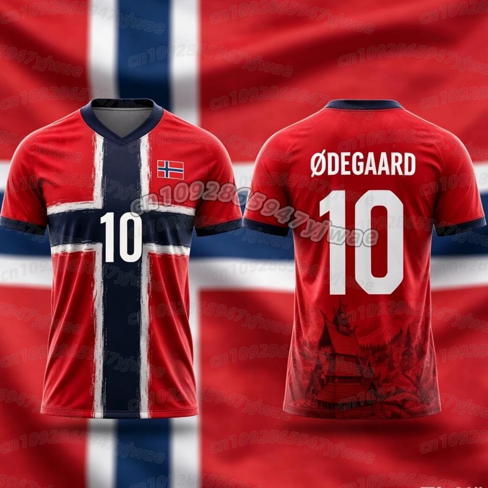2026 Summer New Norwegian Flag Football Jersey Haaland 9 Printing Sports Unisex T-Shirt Kid's Clothing Tee Woman Beach T-Shirt