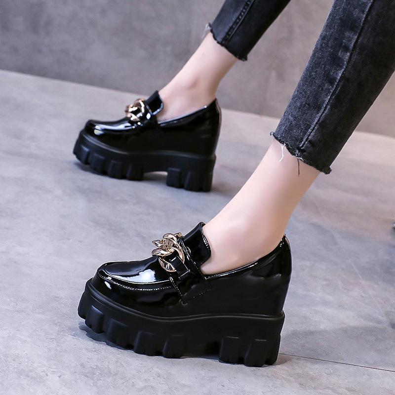Fashion Female Penny Shoes Spring 2025 New Pu Leather Ladies Lazy Shoes Student Platform Slip-On Loafers for Women Platform Loafers