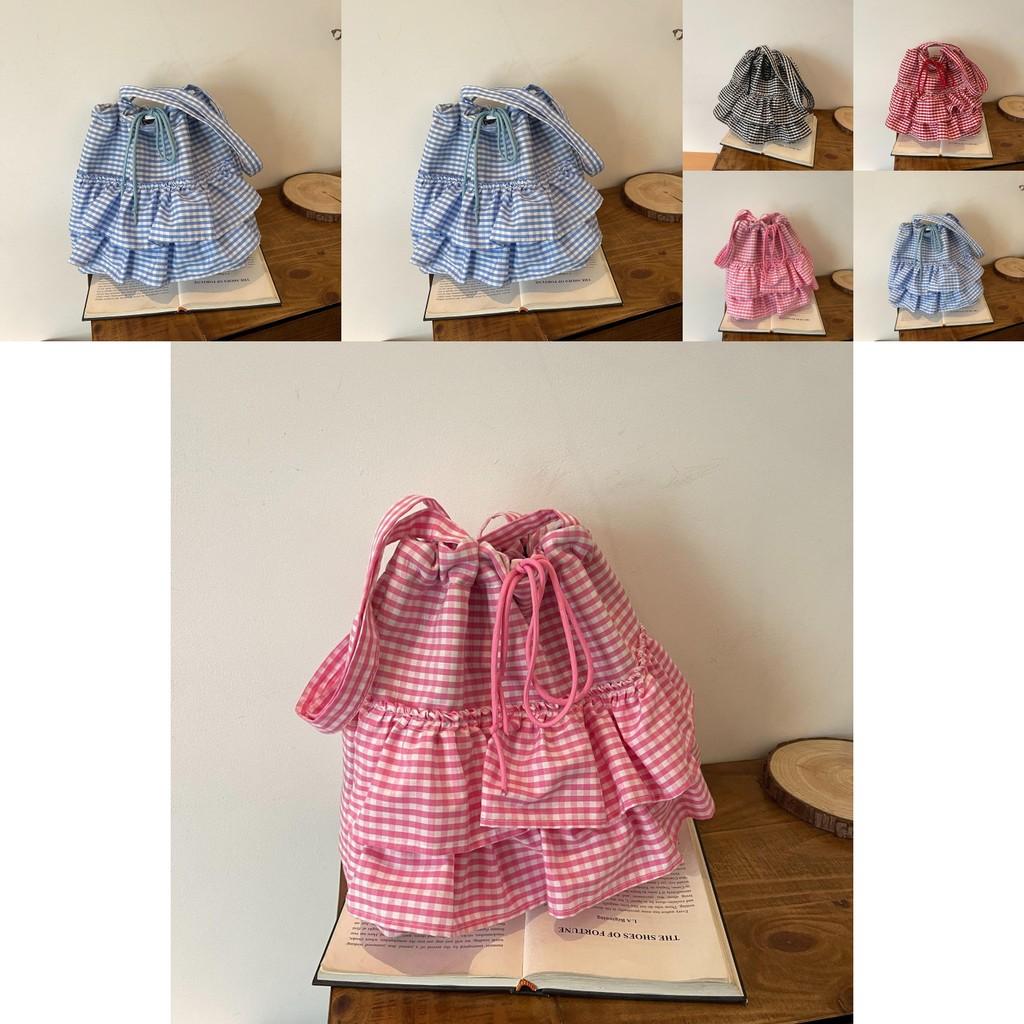 Canvas Checkered Bag Large Capacity Casual Travel For Women