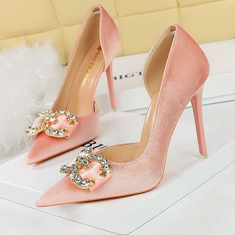 Luxury high heels Women 7 cm 10.5 cm stilettos Metal Rhinestone Women Pumps Wedding shoes Ladies Sexy Prom Shoes 2025
