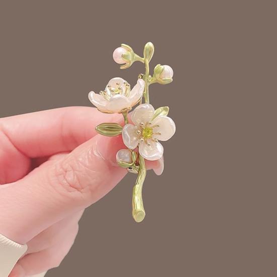 Jasmine Brooch Faux Pearl Petal Flower Lapel Pin Sweater Cardigan Coat Business