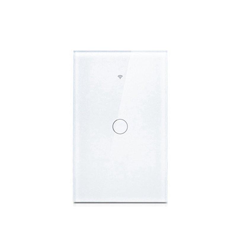 ABBP-4X Tuya US Plug Wifi Smart Wall Switch 1 Gang No Neutral Wire Touch Sensor LED Light Switches Home Alexa Google White