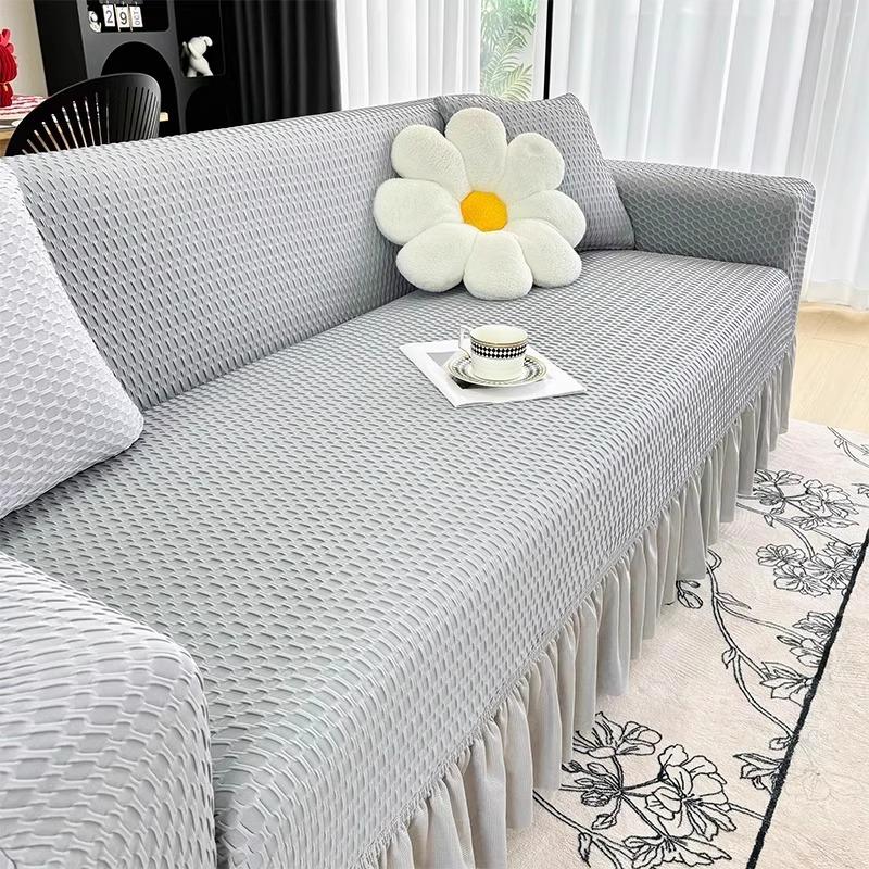 New Elastic Anti Slip Sofa Cover with Ice Silk Universal All In One Summer Skirt Edge Cool Cover Fabric