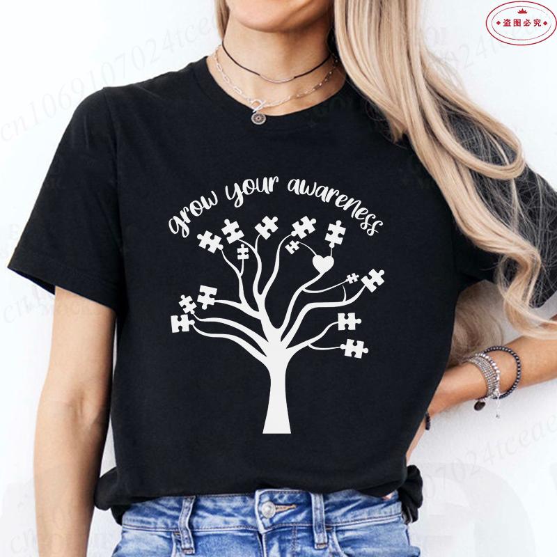 

Women T Shirts Autism Awareness Rainbow Neurodiversity Tree Graphic Y2k Tops Tees Shirt Ladies Clothes Casual FeUnisex Clothing S