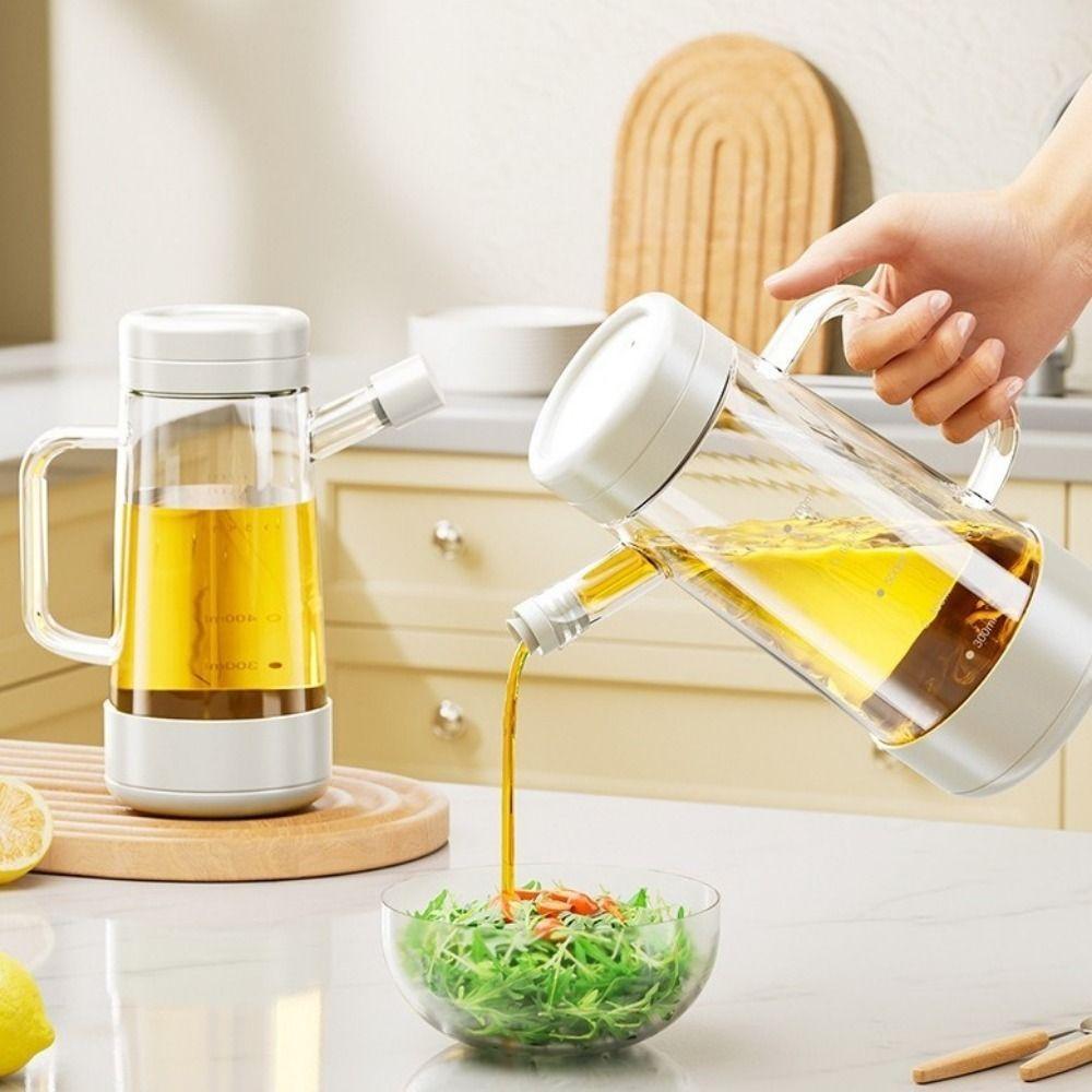 700 ML Glass Oil Bottle Large Capacity Leak-proof Olive Oil Dispenser with Handle Heat-resistant Soy Sauce Pot Kitchen