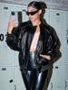 Rose Beauty A Street Slant Pocket Drop Shoulder Zipper Detail PU Leather Moto Winter Jacket