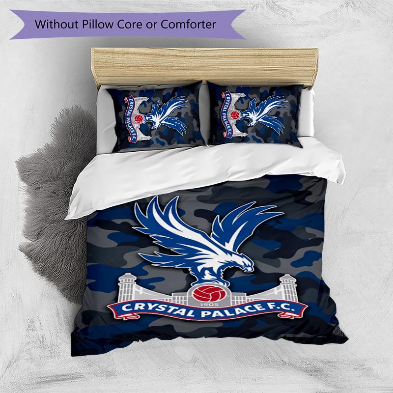 Crystal Palace Football Printed 3 Pieces Bedding Set, Comfortable Skin Friendly Bedroom Duvet Cover Set