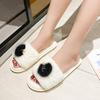 Fashion Luxury Pearl Hairball Cotton Slides Women 2025 Winter Warm Short Plush Soft Sole Slippers Fashion Faux Fur Outdoor Slippers