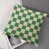 Classic Green Checkerboard Square Jacquard Pillow Cover for Sofa Office Waist Cushion Cover Home Decorative Pillowcase