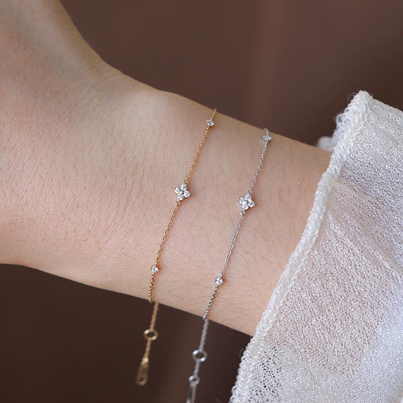 Bracciale Gioiello Fiore in Argento Sterling 925 Placcato Oro 18K con Zirconia Intarsiata per Donne Squisito Alta Qualità Festa Matrimonio
