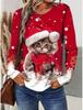 Women's long sleeve Polyester T-shirt 3D Print Christmas Theme snowflake Graphics Casual Loose Fit Crew Neck Long Sleeve Tops