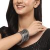 Oxidised Silver-Plated Textured Bangles Jewellery Set for Girls and Women