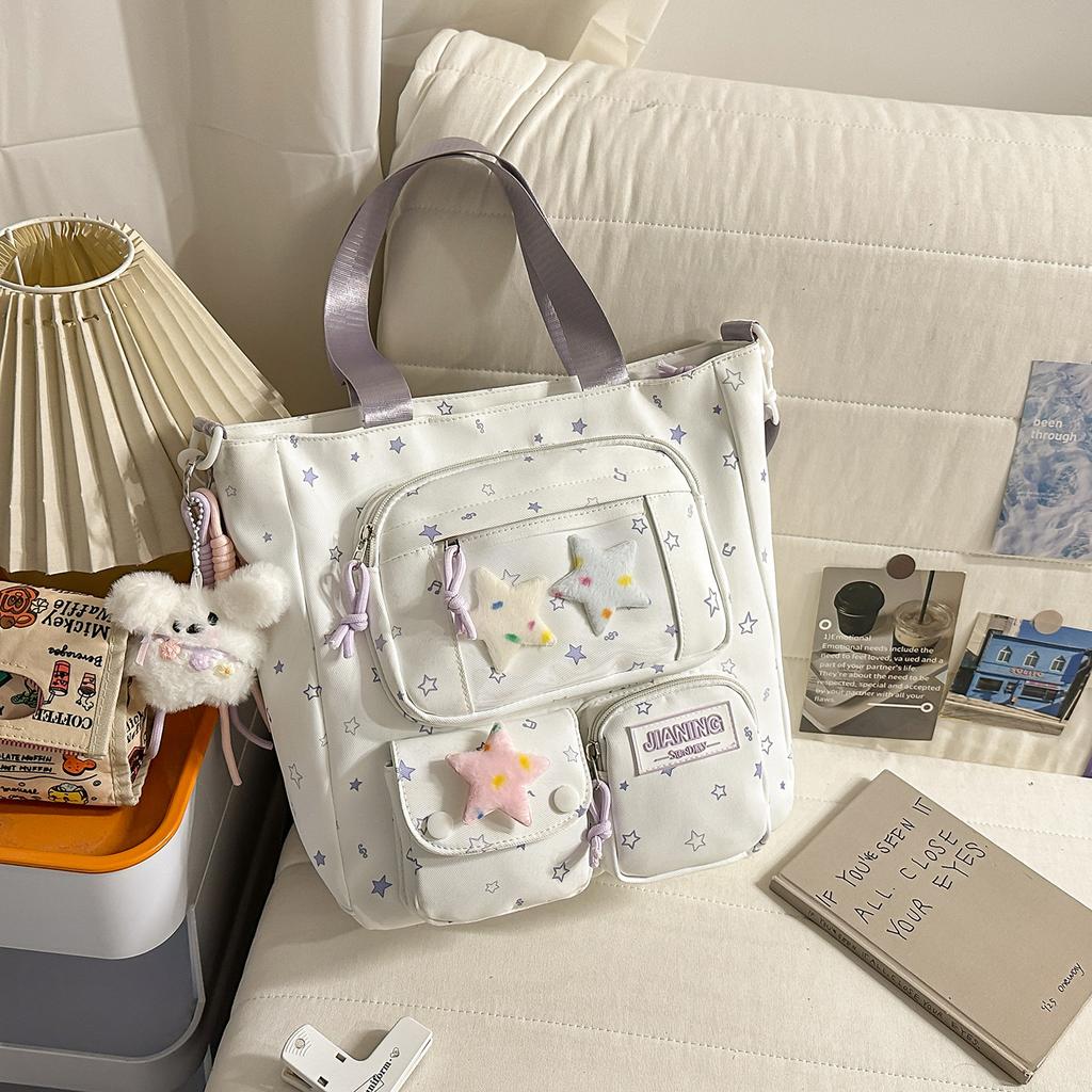 Schoolbag, Korean-style INS star print backpack, high-aesthetic sweet-style two-piece backpack for grades 1-1 for primary and secondary school