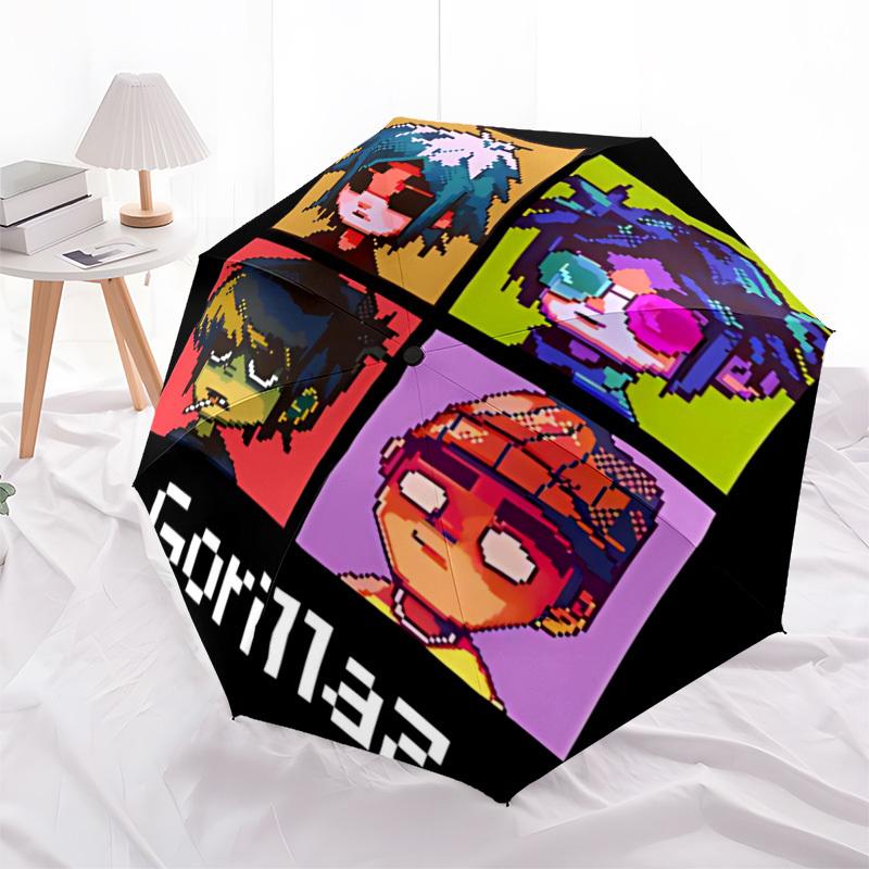 1PC Gorillaz Artwork Automatic Open/Close, 8-Rib Durable Frame Compact Travel Umbrella for Men & Women S1222030