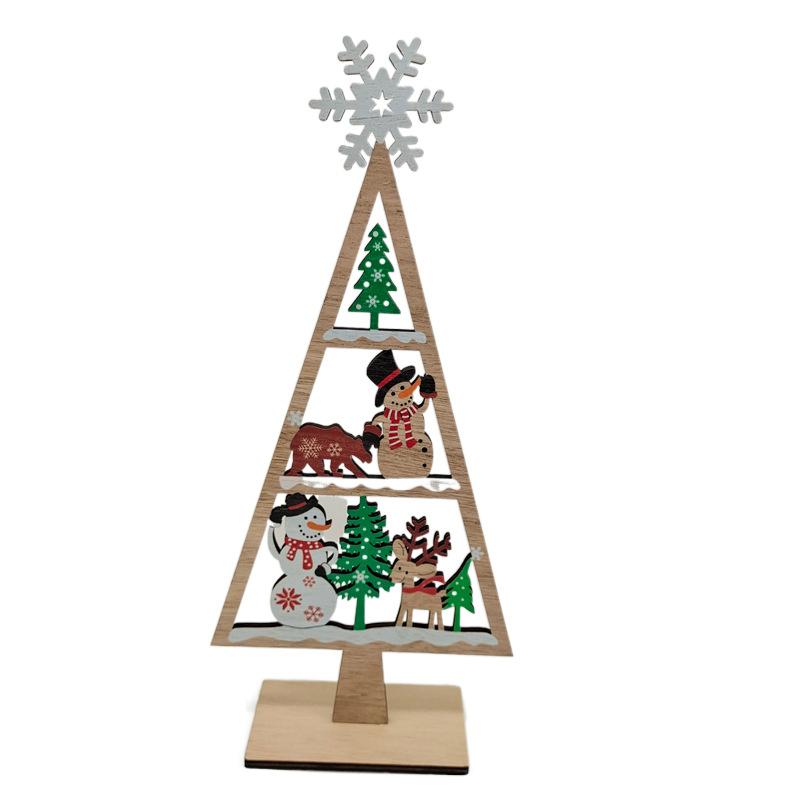 Wooden Christmas Tree Shaped Mini Pendants New Year Home Decor Gift Craft Props DIY Festival Party Tabletop Ornaments Gift
