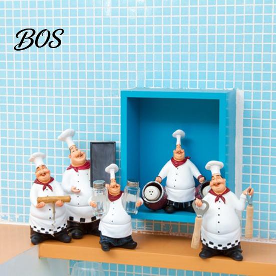 Dining Space Decoration Chef Figurine, Resin Countertop Table Decoration, Funny Statue with Cartoon Kitchen Accessory Seasoning Bottle/Bottle