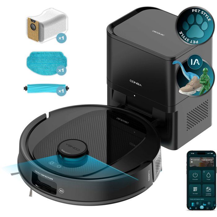Cecotec Noir Conga Y80 Robot Aspirateur Et Laveur Laser Ai 13 000 Pa Station Auto-Vidante 2,5 L - Neuf - Image 5
