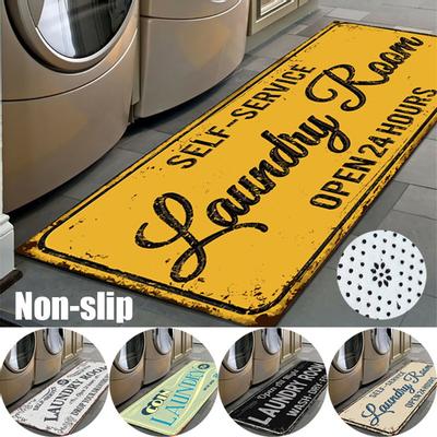 Non-Slip Floor Mat Laundry Room Mat Entrance Doormat Self-Service Laundry Bath Mat Carpet