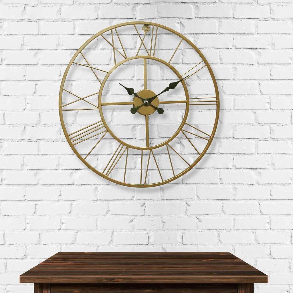 Roman Metal Analog Wall Clock (Brass, Large)(75Cm,30 Inches)