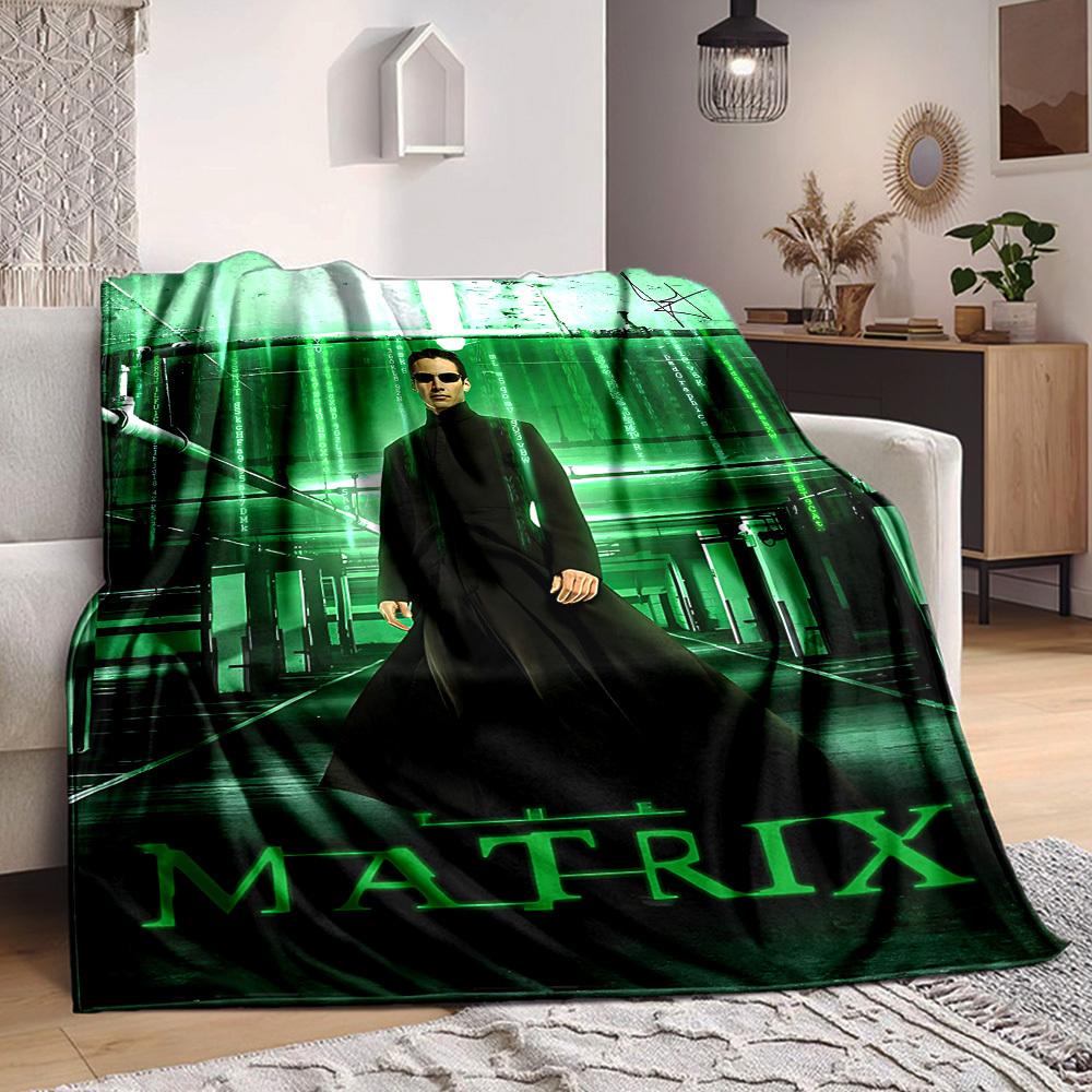 1pc Matrix, Neo Blanket Lightweight Flannel Throw For Sofa, Bed, Travel, Camping, Livingroom, Office, Couch, Chair, And Bed