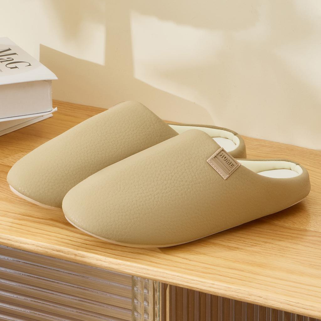 Women Home Slippers PU Warm Slides Comfortable Non-slip Slippers Indoor Outdoor Men Casual Slippers